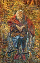 Осень. Моя бабушка. 2005 г.х.м. 170х110